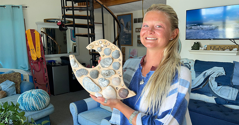 University of Delaware art major Meredith Lockwood created shell mosaics that reflect coastal culture and sustainability as part of her undergraduate summer research.