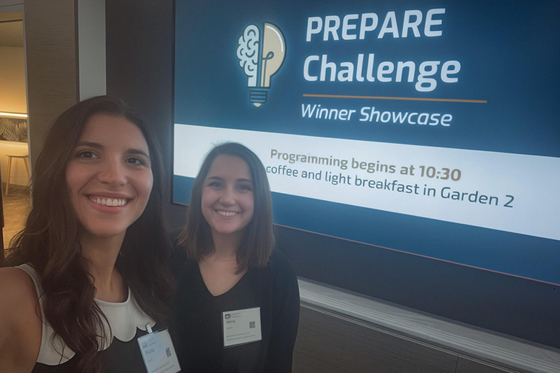 Alyssa Lanzi, assistant professor of communication sciences and disorders, and CSCD doctoral student Anna Saylor attended the PREPARE Challenge Winner’s Showcase at NIH headquarters in Maryland.