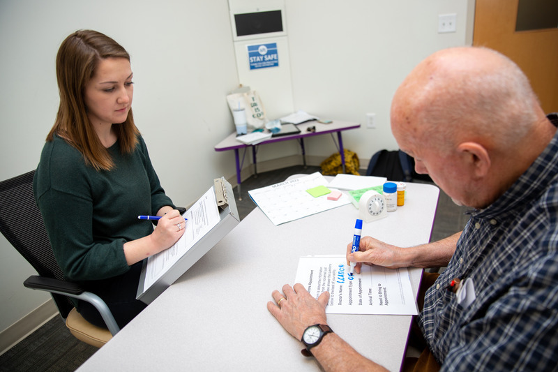 To date, the Resilient Cognitive Aging Lab (RECALL) has conducted 300 DementiaBank visits. Anna Saylor (left), a fourth-year doctoral student in communication sciences and disorders, works in the lab.