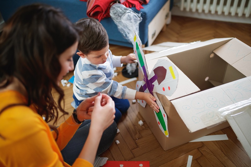 Child development experts in the College of Education and Human Development recommend arts and crafts—like reimaging cardboard boxes—and other open-ended activities this holiday season. 