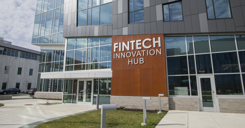 Campus Buildings - Fintech - 03.07.23 picture of the front of the fintech innovation hub
