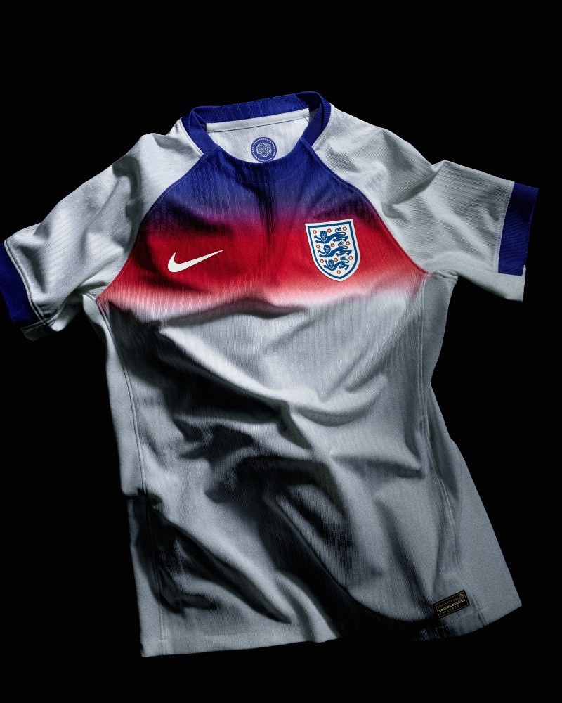 Kehoe said the inspiration for the neckline of the England team’s home jersey came from old photos of players linking arms on the pitch before games. “It feels like a win when we can speak super authentically to a team's personality through their kit design.” Kehoe said the inspiration for the neckline of the England team’s home jersey came from old photos of players linking arms on the pitch before games. “It feels like a win when we can speak super authentically to a team's personality through their kit design.”
