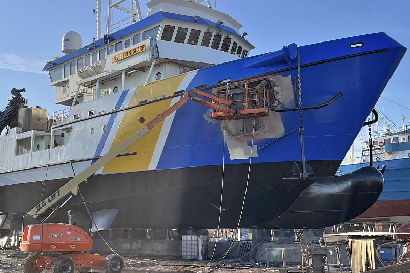 UD’s Research Vessel Hugh R. Sharp was dry-docked for a tune-up as it nears 20 years of service.
