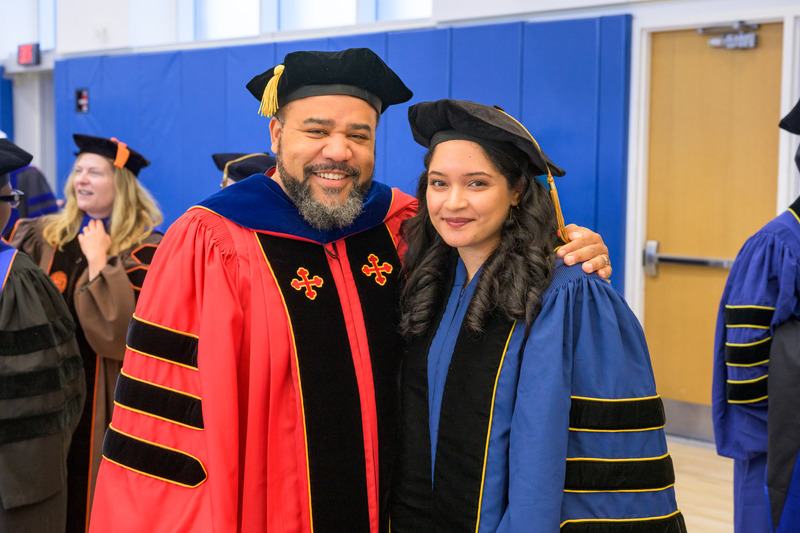 Doctoral alumna Camila Polanco with her advisor, Roderick L. Carey, associate professor in the College of Education and Human Development. Doctoral alumna Camila Polanco with her advisor, Roderick L. Carey, associate professor in the College of Education and Human Development.
