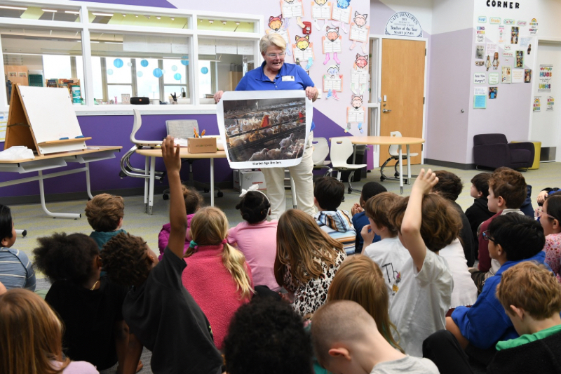 Georgie Cartanza answers questions from first-graders at Rehoboth Elementary School this past spring. Georgie Cartanza answers questions from first-graders at Rehoboth Elementary School this past spring.