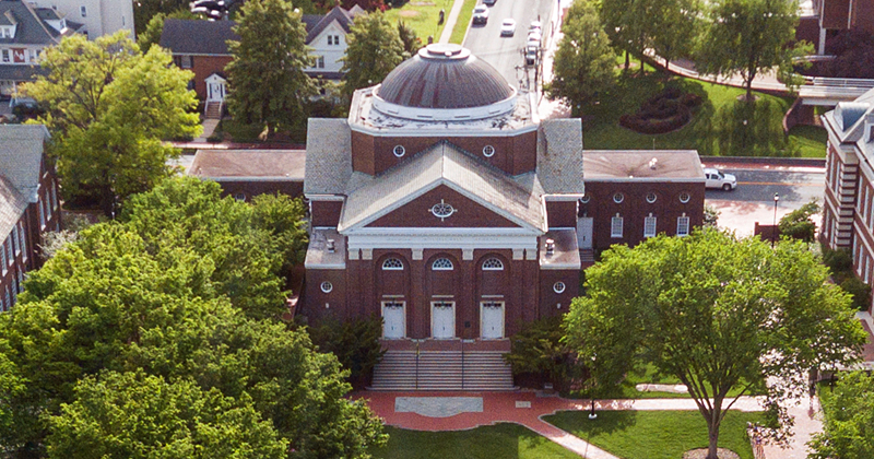 Outside view of Mitchell Hall from high up