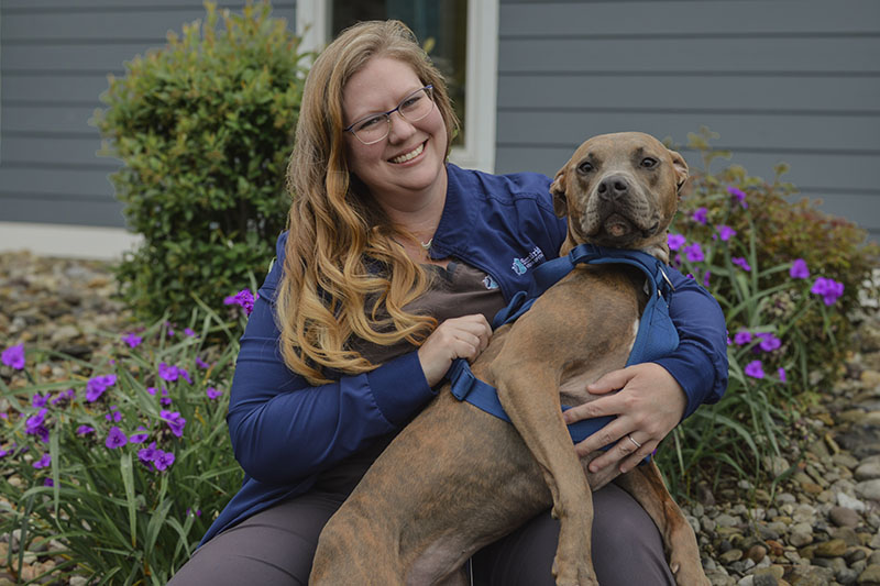 Berkeridge works closely with Cecil County Animal Services to provide medical care for neglect and abuse cases. Sky, an abused dog who was fearful of kennels, spent the night at Berkeridge’s home. Two years later, the lucky pup is Berkeridge’s constant companion. 