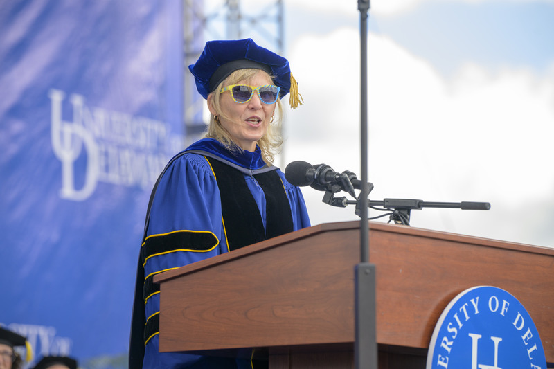 UD Provost Laura Carlson applauded the academic success of the Class of 2025 — and the family members and professors who helped those graduates. UD Provost Laura Carlson applauded the academic success of the Class of 2025 — and the family members and professors who helped those graduates.