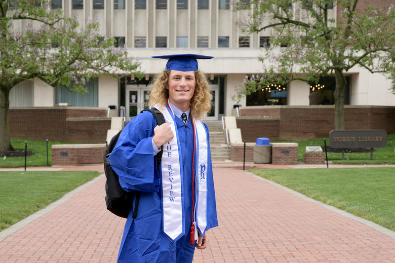 At 19, communication major Dylan Marx is the youngest University of Delaware student in the Class of 2025. Marx completed his bachelor’s degree in two years. At 19, communication major Dylan Marx is the youngest University of Delaware student in the Class of 2025. Marx completed his bachelor’s degree in two years.