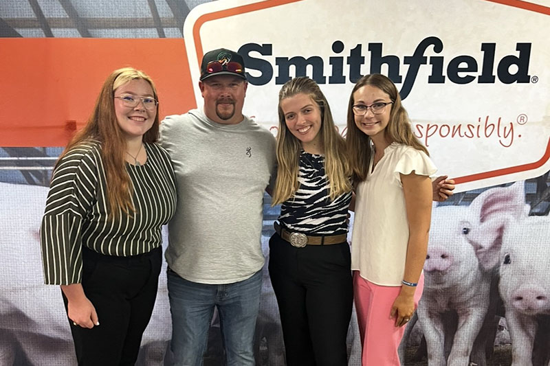 Over the summer following her first year at UD, Bradley worked at a Smithfield hog farm in North Carolina, where she learned everything about livestock operations and management. Over the summer following her first year at UD, Bradley worked at a Smithfield hog farm in North Carolina, where she learned everything about livestock operations and management.