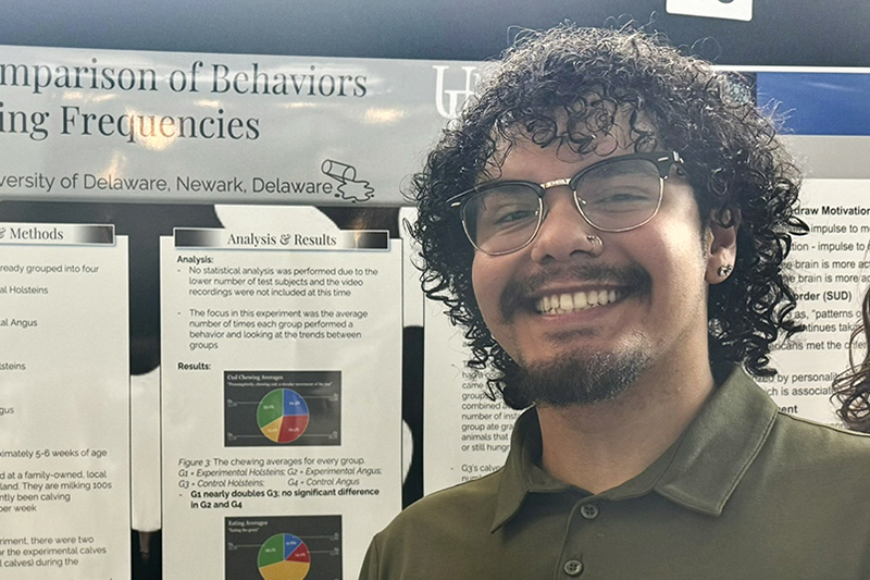 As a McNair Scholar, Moreno completed a 10-week summer research experience. He presented his findings at UD’s 2024 Undergraduate Research Symposium. As a McNair Scholar, Moreno completed a 10-week summer research experience. He presented his findings at UD’s 2024 Undergraduate Research Symposium.