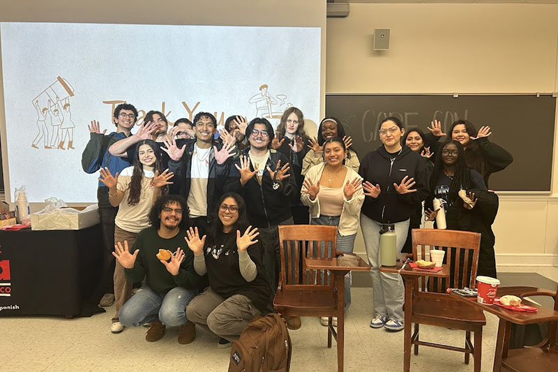 Moreno is the president of HOLA, UD’s Hispanic/Latinx student organization. The group organizes events, like this Cafe con Leche meeting, to share their culture with the University community. Moreno is the president of HOLA, UD’s Hispanic/Latinx student organization. The group organizes events, like this Cafe con Leche meeting, to share their culture with the University community.