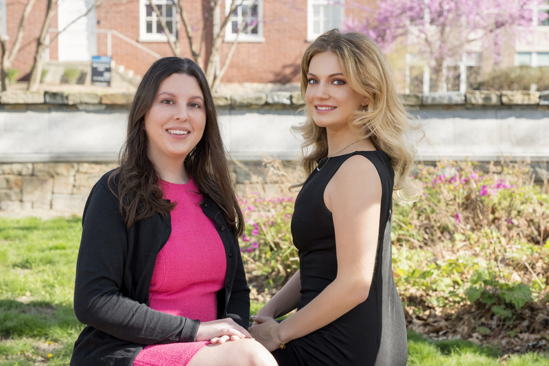 Seniors Isabella Haigney (left) and Grace Mahony are honored by the University of Delaware Alumni Association for their high achievements. 