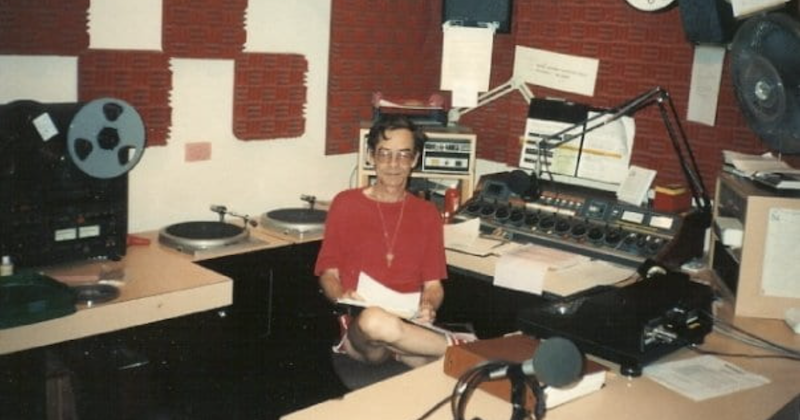 Larry Carr, a longtime WVUD DJ, pictured in the 1980s.