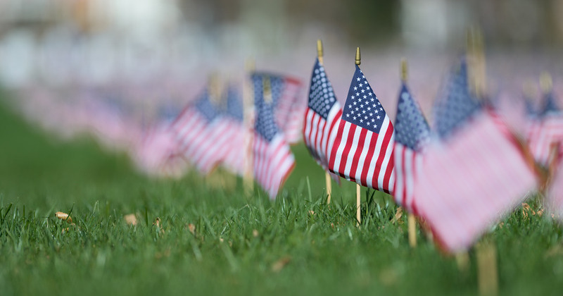 American flags on The Green