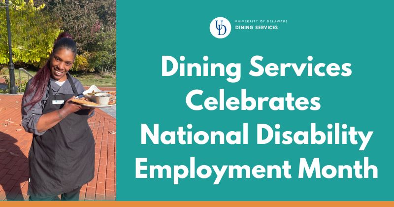 Dining Services Celebrates National Disability Employment Month - 1 Cashmere Constant holding pizza