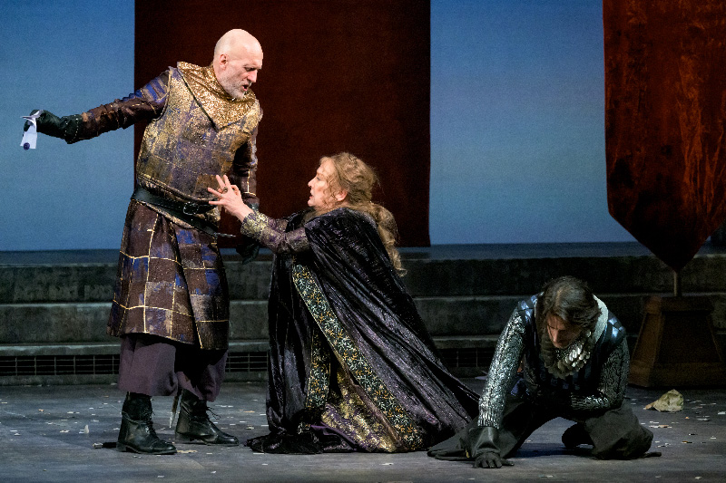 Culley patterned and constructed part of the costume Steve Tague wore as the Duke of Albany in “King Lear” (pictured with REP actors Kathleen Pirkl Tague and Michael Gotch).  Culley patterned and constructed part of the costume Steve Tague wore as the Duke of Albany in “King Lear” (pictured with REP actors Kathleen Pirkl Tague and Michael Gotch).