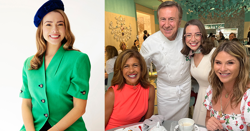 “Modern etiquette is emotional intelligence and social awareness,” according to 2019 graduate Mariah Grumet Humbert, who launched her business, Old Soul Etiquette, in June 2021, to redefine the term for a modern age. At right, Grumet Humbert with the Today Show’s Hoda Kotb, Jenna Bush Hager. and Daniel Boulud, head chef of the Blue Box Cafe at Tiffany's. “Modern etiquette is emotional intelligence and social awareness,” according to 2019 graduate Mariah Grumet Humbert, who launched her business, Old Soul Etiquette, in June 2021, to redefine the term for a modern age. At right, Grumet Humbert with the Today Show’s Hoda Kotb, Jenna Bush Hager. and Daniel Boulud, head chef of the Blue Box Cafe at Tiffany's.