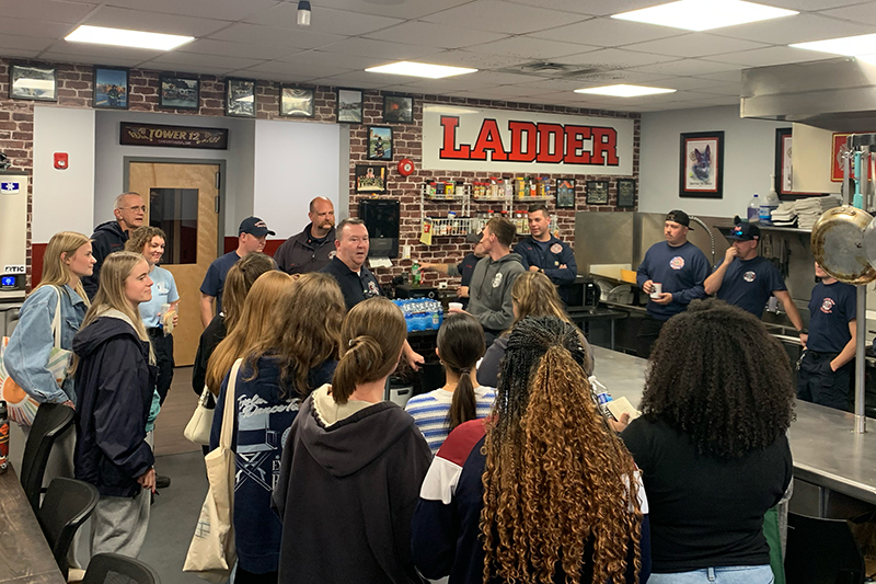 Firefighters invited the class to enjoy dinner in the fire house.