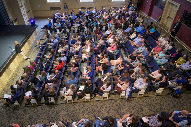 Carlson hosted a series of town halls last fall to better understand the campus community. “Every speaker was met with applause,” she said of the 450-plus attendees. “That simple act of support was a profound example of respect and a living illustration of how we can and should work.”  