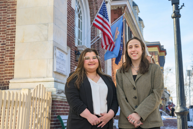 Sasha Altman (right), 4+1 public policy student, found her path into the City Management Fellows Program at a local networking event, where she met her soon-to-be supervisor, Antonina Tantillo (left). 