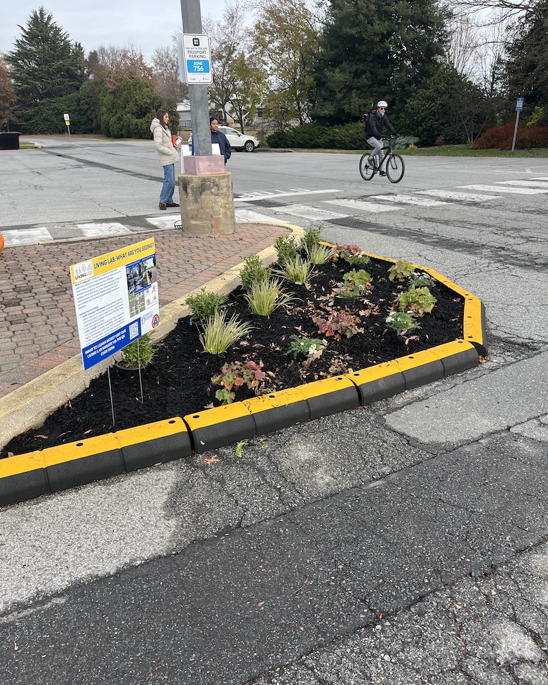 A temporary traffic-calming installation at UD's Townsend Hall addressed safety concerns while introducing the campus community to Living Labs' data-driven approach to improving public spaces.