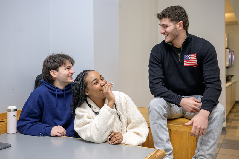 Ethan Roseman (left) makes sure that his best friends Zari Kelly (center) and Dominic Carletto-Vega (right) have great study habits so they can finish strong together. 