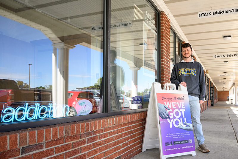 Recent master of communications graduate Dan Sweeney has partnered with atTAcK addiction to gather and tell the stories that support substance use recovery. The organization’s resource center in Bear, Delaware, is a space for community outreach and a first stop for those seeking recovery information.