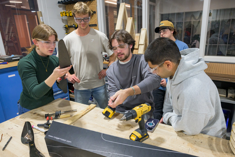 MaxPran LLC and Labware sponsored a project to create durable, low-cost drone propellers. Students Emily Mallett, Victor Krotoff, Max Oettinger, Anthony Smaniotto and Vaheh Odjourian designed a carbon fiber propeller with a composite shell.