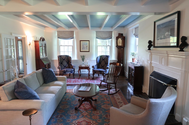 View of the living room, showing 20th century renovations.