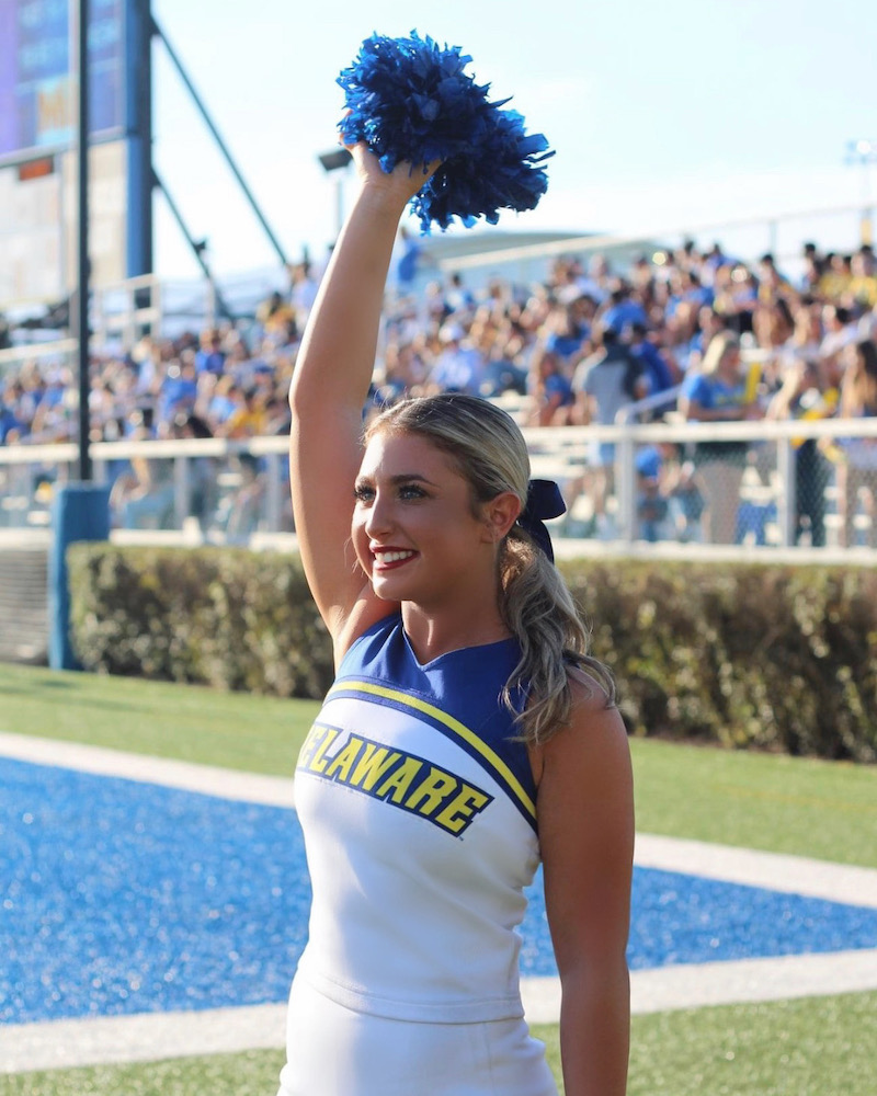 “From the bottom of my heart, I love UD,” said Samantha Konspore, a four-time national champion with Delaware Cheer. 