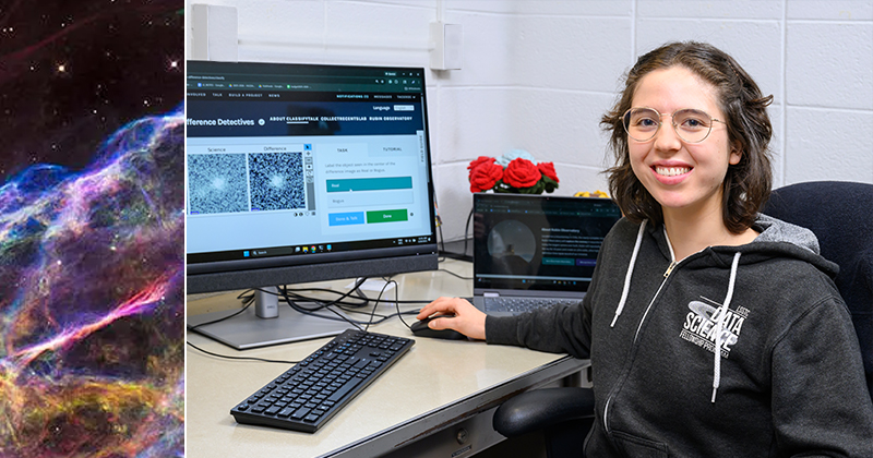 University of Delaware doctoral student Tatiana Acero-Cuellar is developing an artificial intelligence tool to rapidly analyze images captured by the Vera C. Rubin Observatory and home in on exploding stars and other cosmic objects of interest.