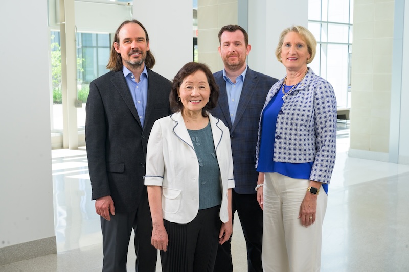 The new NSF AI Institute for Human-AI Cooperation (NSF HAIC) is led by UD’s Cathy Wu, Unidel Edward G. Jefferson Chair in Engineering and Computer Science, with Austin Brockmeier (back row left), deputy director and assistant professor of electrical and computer engineering, Panagiotis (Panos) Artemiadis, professor of mechanical engineering, and Darcy Reisman, chair of the Department of Physical Therapy. UD is leading the effort in collaboration with Delaware State University, the University of Pennsylvania, the University of Florida and Princeton University. 