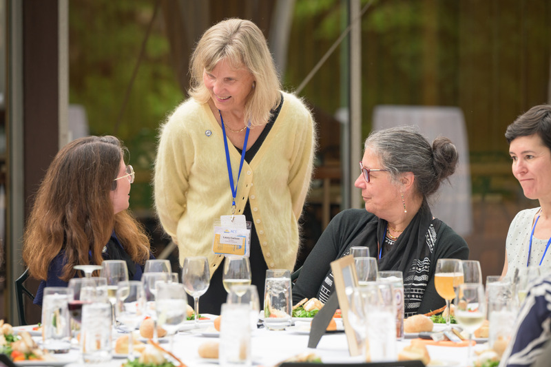 University of Delaware President Laura Carlson at a reception following the art conservation special workshop at Winterthur Museum, Garden and Library.