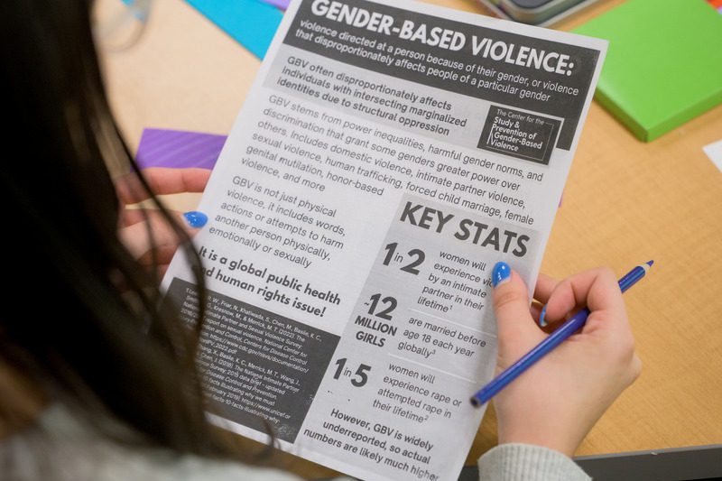 Statistics and resources about gender-based violence shared during the workshop helped to raise awareness.