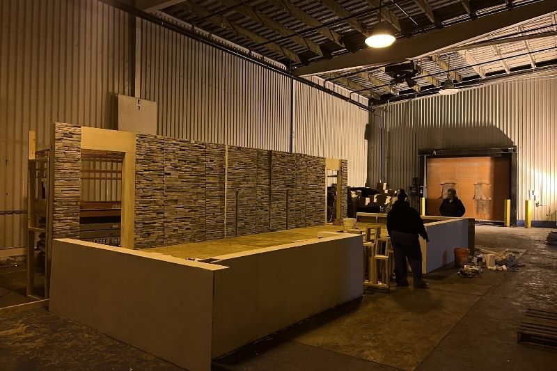 Students assembled the walls and hardscape aspect of the exhibit in the warehouse on STAR campus. 
