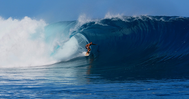 Surfer Tevita Gukila on a big wave