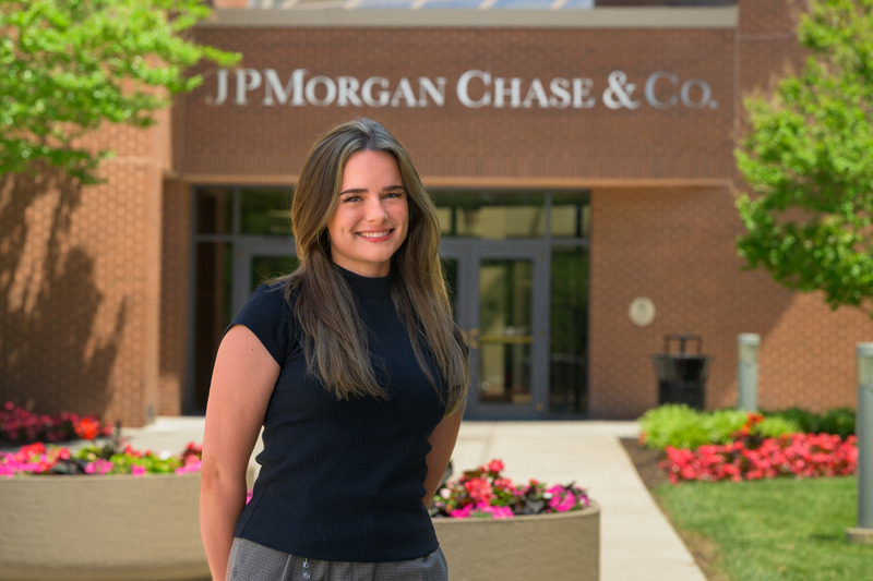 Kara Turner outside of JPMorgan Chase and Co