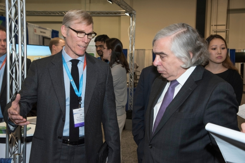 Cornelius speaks with Ernest Moniz, the 13th United States Secretary of Energy,