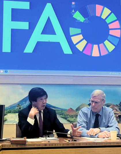 Cornelius participates on a panel during a conference of the Food and Agriculture Organization of the United Nations. 