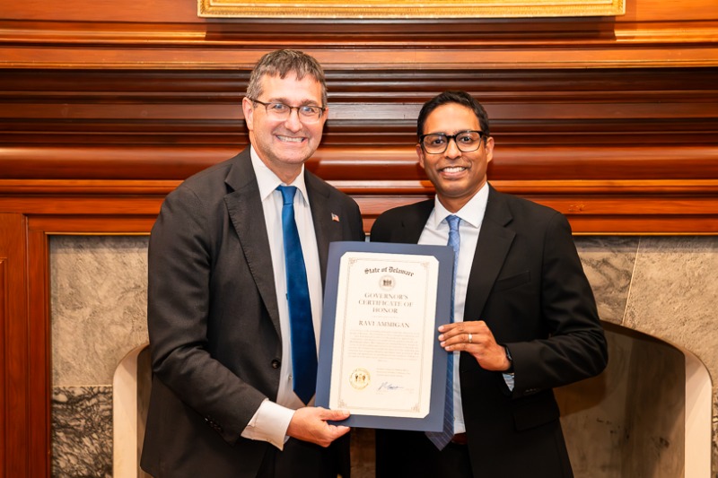 Ravi Ammigan, vice provost of global engagement, was awarded the Governor’s Certificate of Honor for his efforts to connect Delaware with the world and the world with Delaware.