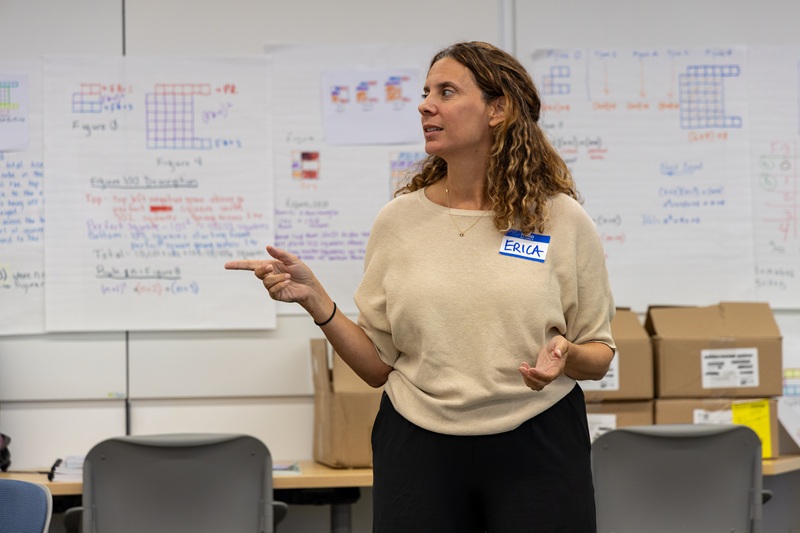 Erica Litke leads a professional development session for the Algebra 1 Teaching Fellowship participants in Philadelphia.