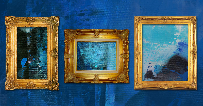 Frames on a blue background