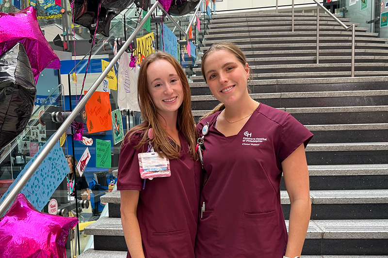 Isabella Leonardo and Keira Allison learned invaluable lessons during their time at CHOP and will continue working as technicians during their final year at UD. 
