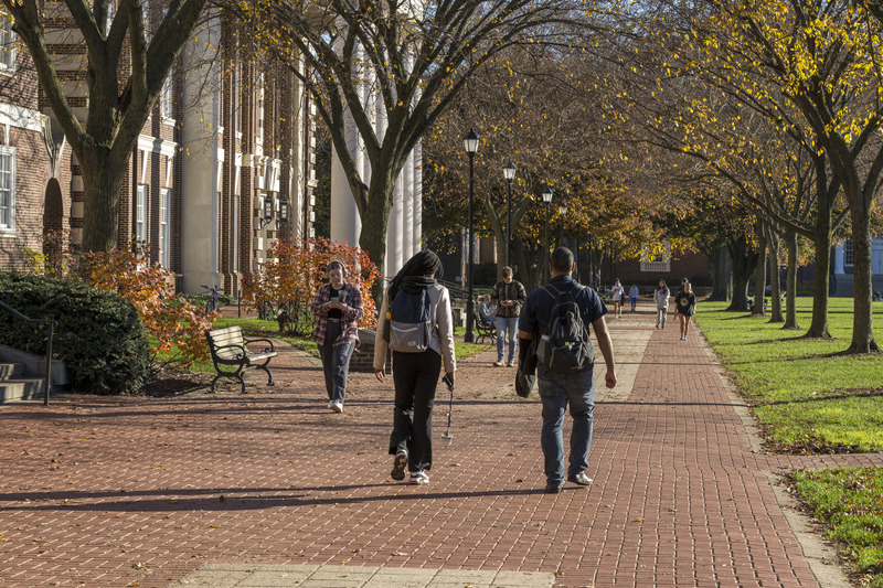 Students walking on campus