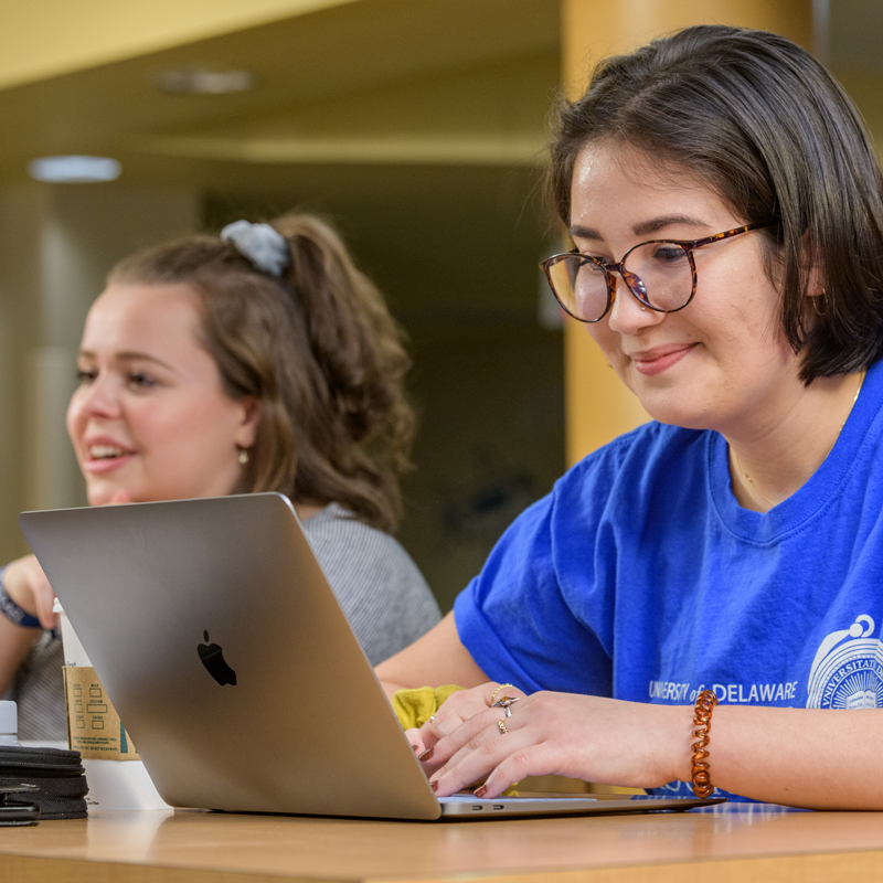 Honors students in the lounge of Louis L. Redding Hall.