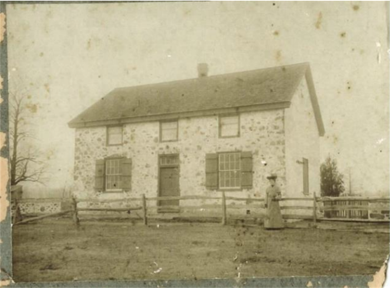 Black and white photograph of the Newark Union Church and Cemetery