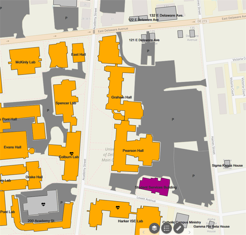 University of Delaware's interactive campus map.