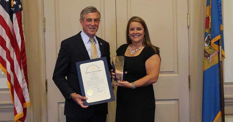 Portrait of Erica Varites and Governor John Carney