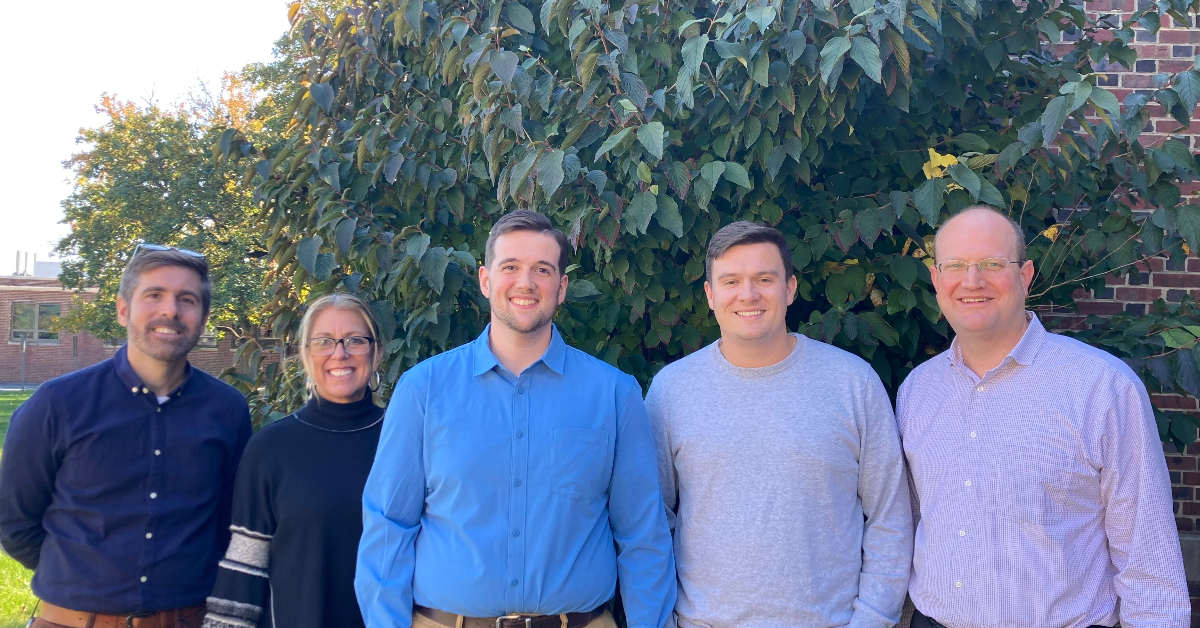 Group portrait of GAP team featuring (from left to right) Matt Harris, Lori Spagnolo, Collin Willard, Chase Barnes, and Troy Mix